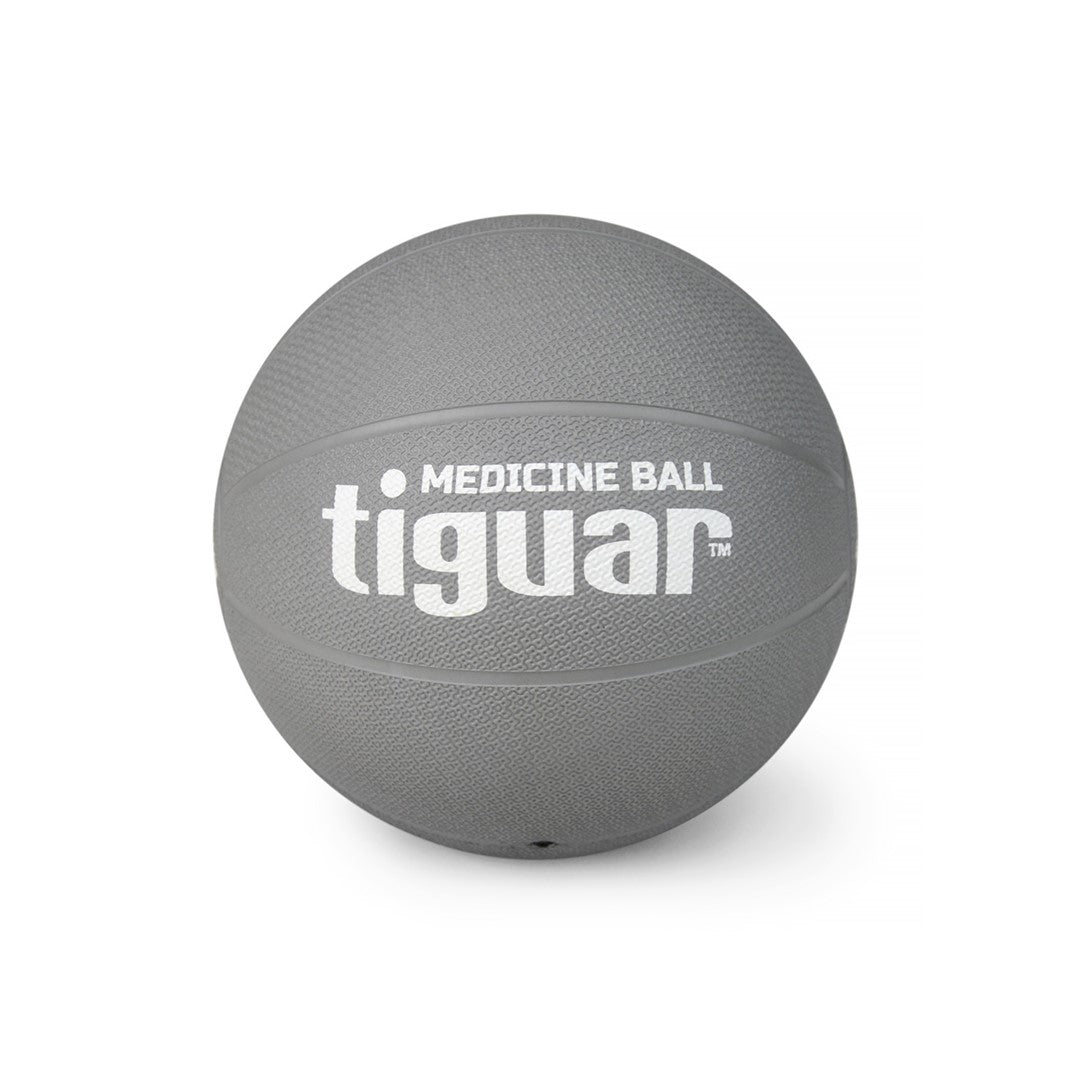 tiguar Medizinball 4 kg (Grau)  Gummiball mit rauer Oberfläche, komfortabler Griff, ideal für Krafttraining, Rehabilitation und Koordination