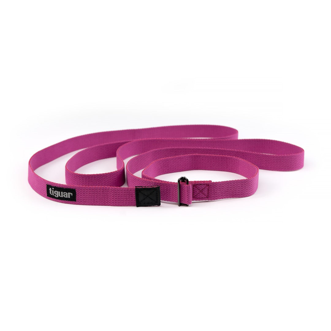 tiguar Yoga Strap 300 x 3 cm  Lila  strapazierfähiger Yoga-Gurt für Dehnübungen, Haltungsverbesserung und Mobilisation
