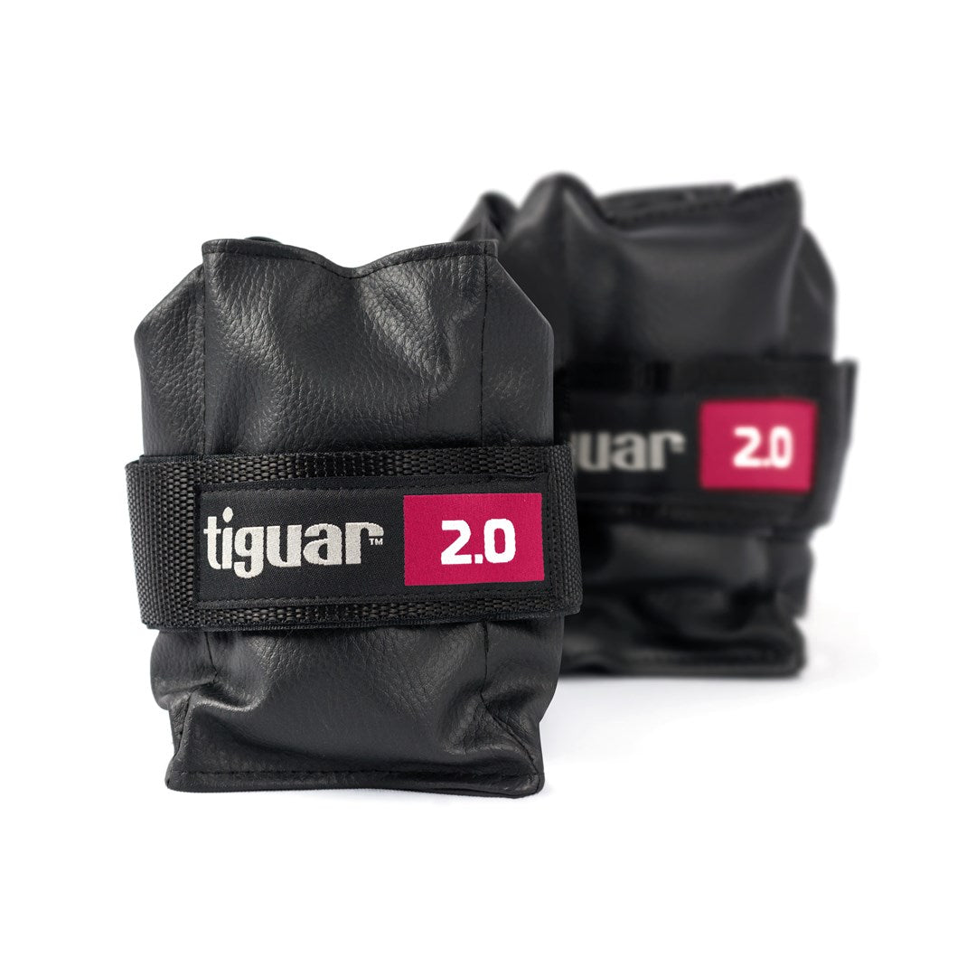 tiguar Knöchelgewichte 2 kg  Paar, gepolsterte Fußgewichte aus atmungsaktivem Eco-Leder mit Stahlfüllung, verstellbare Klettverschlüsse, ideal für Kraft- und Cardiotraining