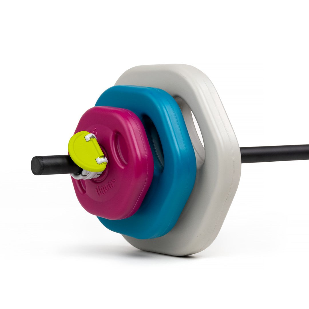 tiguar Power Gym Set  Langhantel mit Gewichten, ergonomisches Design, innovativer Klemmverschluss, hexagonale Scheiben, 140 cm