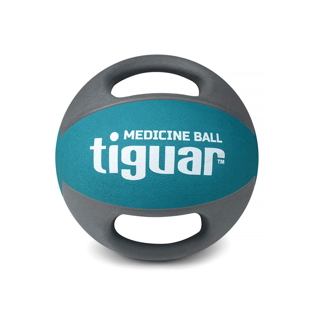 tiguar Medizinball 6 kg (Marine) mit Doppelgriffen  Gummiball mit rauer Oberfläche, komfortablen Griffen, ideal für Krafttraining, Rehabilitation und Koordination