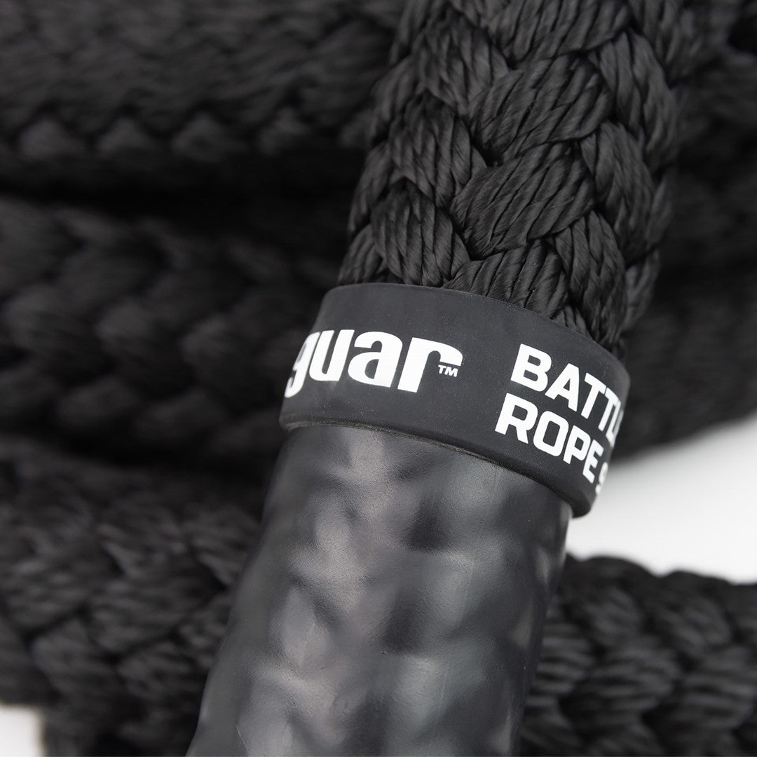 tiguar Battle Rope 1,5"x30' (3,8 cm x 9,1 m)  Trainingsseil für funktionelles Training, Fitness und Kraftaufbau  inkl. Schutzmanschetten und Anti-Rutsch-Griffen