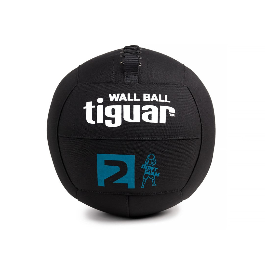 tiguar Wall Ball 2 kg  Medizinball für Functional Training, Cross-Training, Rehabilitation, Durchmesser 32 cm, rutschfest, schwarz
