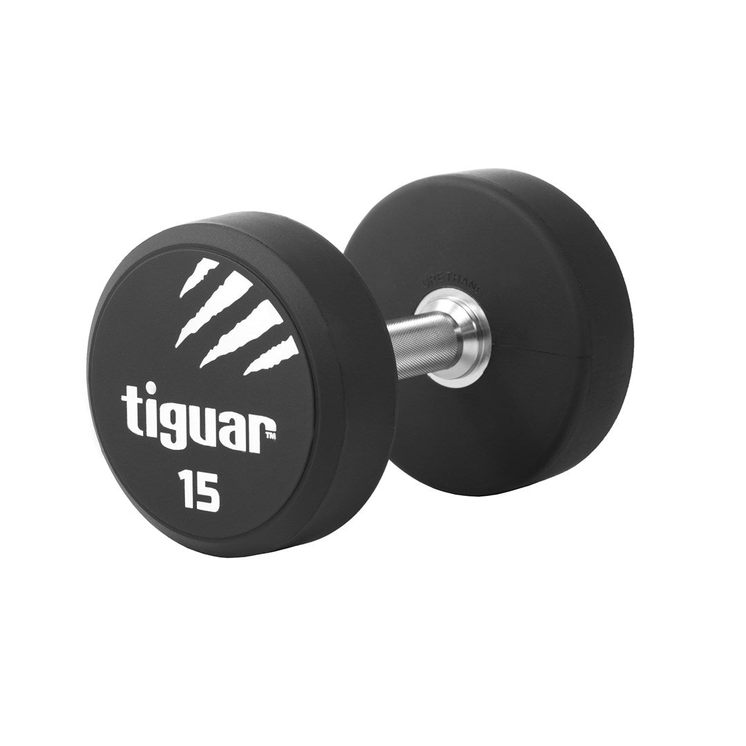 tiguar PU Kurzhantel 15 kg  ergonomischer, gerändelter Griff, stoßdämpfendes Polyurethan, rutschfestes Design