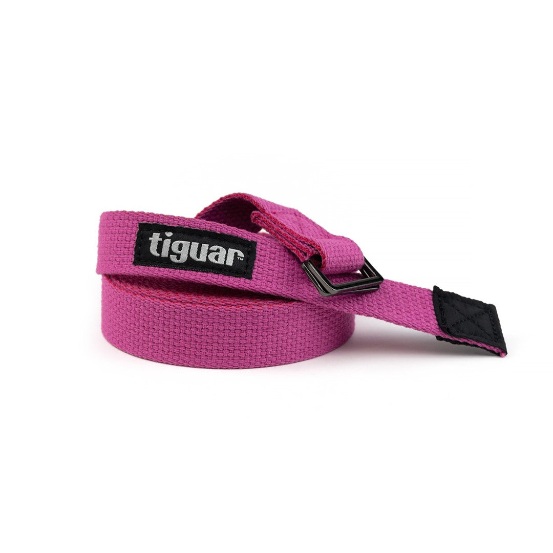 tiguar Yoga Strap 300 x 3 cm  Lila  strapazierfähiger Yoga-Gurt für Dehnübungen, Haltungsverbesserung und Mobilisation