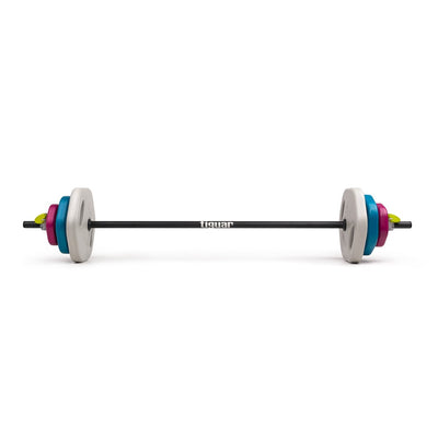 tiguar Power Gym Set  Langhantel mit Gewichten, ergonomisches Design, innovativer Klemmverschluss, hexagonale Scheiben, 140 cm